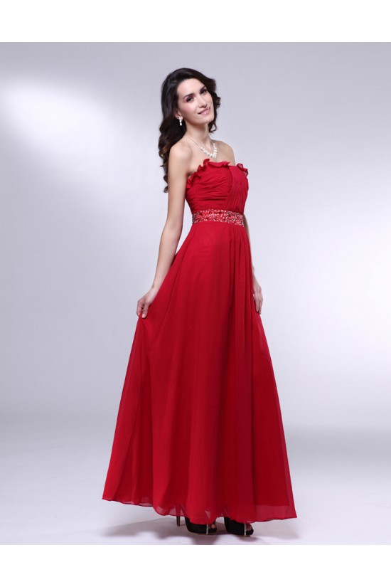 A-Line Strapless Beaded Long Red Chiffon Prom Evening Formal Dresses ED010979 A-Line Strapless Beaded Long Red Chiffon Prom Evening Formal Dresses ED010979