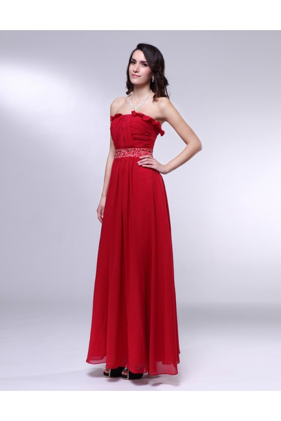 A-Line Strapless Beaded Long Red Chiffon Prom Evening Formal Dresses ED010979 A-Line Strapless Beaded Long Red Chiffon Prom Evening Formal Dresses ED010979