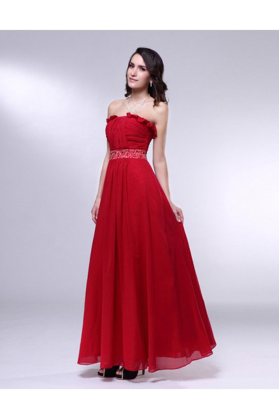 A-Line Strapless Beaded Long Red Chiffon Prom Evening Formal Dresses ED010979 A-Line Strapless Beaded Long Red Chiffon Prom Evening Formal Dresses ED010979