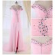 Sheath Split-Front Off-the-Shoulder Beaded Long Pink Chiffon Prom Evening Formal Dresses ED010983 Sheath Split-Front Off-the-Shoulder Beaded Long Pink Chiffon Prom Evening Formal Dresses ED010983