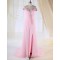 Sheath Split-Front Off-the-Shoulder Beaded Long Pink Chiffon Prom Evening Formal Dresses ED010983