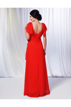 A-Line V-Neck Long Chiffon Prom Evening Formal Dresses ED010988