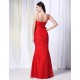 Trumpet/Mermaid Spaghetti Strap Long Red Prom Evening Bridesmaid Dresses ED010999