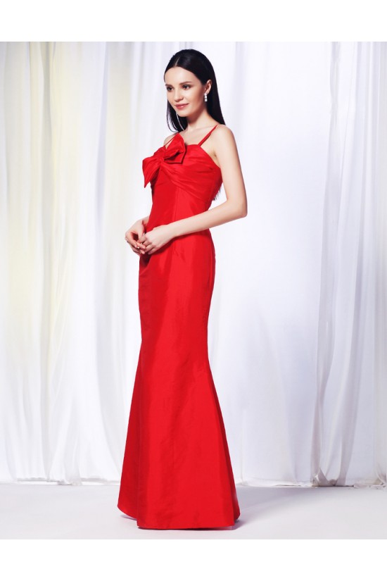 Trumpet/Mermaid Spaghetti Strap Long Red Prom Evening Bridesmaid Dresses ED010999