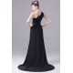 A-Line Chiffon One-Shoulder Beaded Long Black Prom/Formal Evening Dresses 02020011 A-Line Chiffon One-Shoulder Beaded Long Black Prom/Formal Evening Dresses 02020011