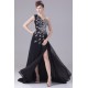 A-Line Chiffon One-Shoulder Beaded Long Black Prom/Formal Evening Dresses 02020011 A-Line Chiffon One-Shoulder Beaded Long Black Prom/Formal Evening Dresses 02020011