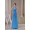 A-Line Floor-Length Ruched Halter Sleeveless Long Blue Party Formal Bridesmaid Dresses 02020019