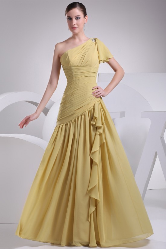 A-Line Pleats One-Shoulder Chiffon Sleeveless Long Evening Party Bridesmaid Dresses 02020024 A-Line Pleats One-Shoulder Chiffon Sleeveless Long Evening Party Bridesmaid Dresses 02020024