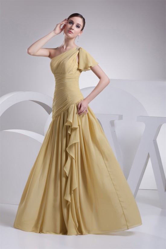 A-Line Pleats One-Shoulder Chiffon Sleeveless Long Evening Party Bridesmaid Dresses 02020024 A-Line Pleats One-Shoulder Chiffon Sleeveless Long Evening Party Bridesmaid Dresses 02020024