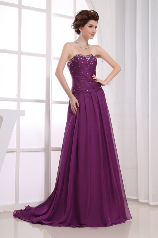 A-Line Ruched Strapless Chiffon Long Purple Prom/Formal Evening Dresses 02020026 A-Line Ruched Strapless Chiffon Long Purple Prom/Formal Evening Dresses 02020026