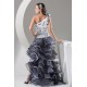 A-Line Sleeveless Beading Organza One-Shoulder Black White Prom/Formal Evening Dresses 02020032 A-Line Sleeveless Beading Organza One-Shoulder Black White Prom/Formal Evening Dresses 02020032