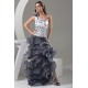 A-Line Sleeveless Beading Organza One-Shoulder Black White Prom/Formal Evening Dresses 02020032 A-Line Sleeveless Beading Organza One-Shoulder Black White Prom/Formal Evening Dresses 02020032