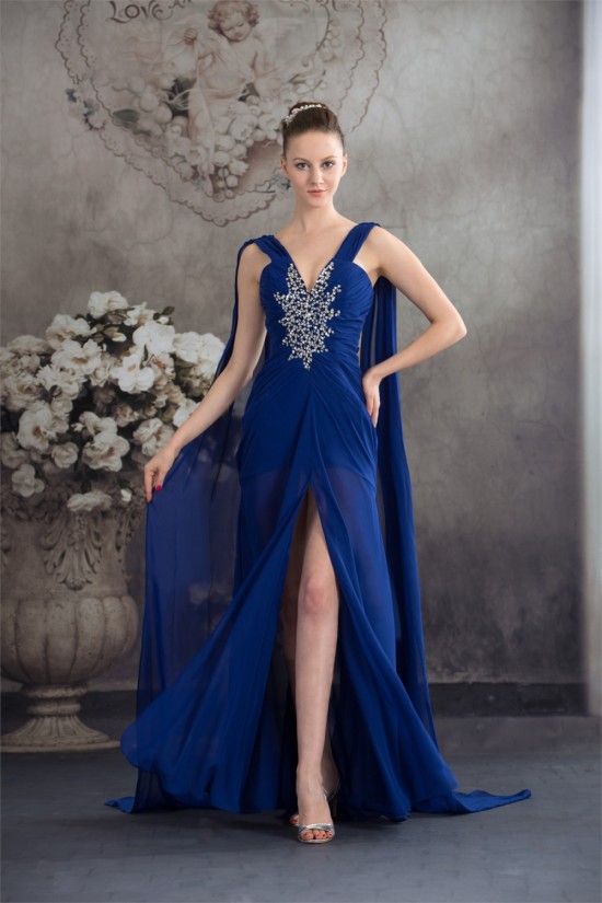 Sheath/Column Sequins Ruffles Chiffon Long Blue Prom/Formal Evening Dresses 02020037 Sheath/Column Sequins Ruffles Chiffon Long Blue Prom/Formal Evening Dresses 02020037