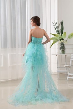 High Low Sweetheart Beaded Fine Netting Sweetheart Prom/Formal Evening Dresses 02020038