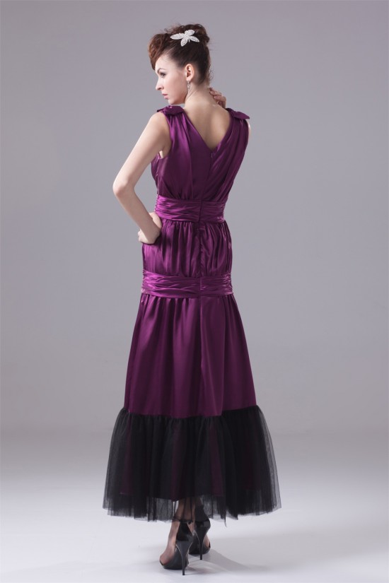 Ankle-Length Elastic Woven Satin Fine Netting Purple Prom/Formal Evening Dresses 02020054 Ankle-Length Elastic Woven Satin Fine Netting Purple Prom/Formal Evening Dresses 02020054