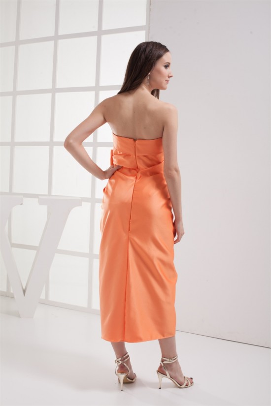 Ankle-Length Pick Ups Strapless Satin Sleeveless Party Bridesmaid Dresses 02020055 Ankle-Length Pick Ups Strapless Satin Sleeveless Party Bridesmaid Dresses 02020055