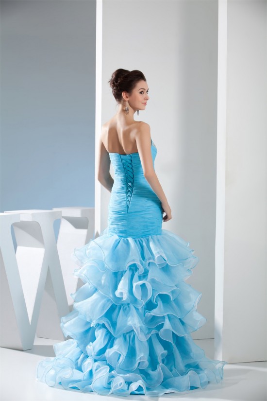 Asymmetrical Strapless Satin Organza Sleeveless Prom/Formal Evening Dresses 02020062 Asymmetrical Strapless Satin Organza Sleeveless Prom/Formal Evening Dresses 02020062