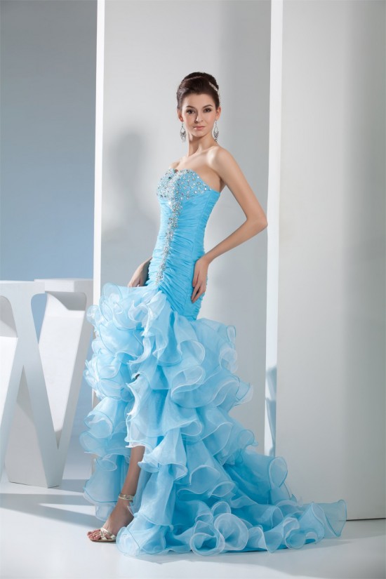 Asymmetrical Strapless Satin Organza Sleeveless Prom/Formal Evening Dresses 02020062 Asymmetrical Strapless Satin Organza Sleeveless Prom/Formal Evening Dresses 02020062