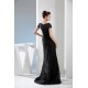 Beading Cap Sleeve Sleeveless V-Neck Lace Long Black Prom/Formal Evening Dresses 02020098