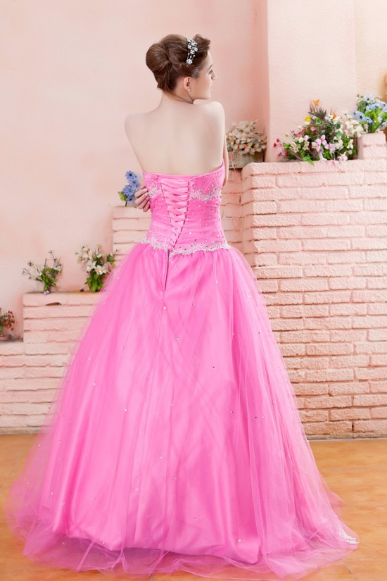 A-Line Strapless Long Pink Prom Evening Party Dresses 02021000 A-Line Strapless Long Pink Prom Evening Party Dresses 02021000