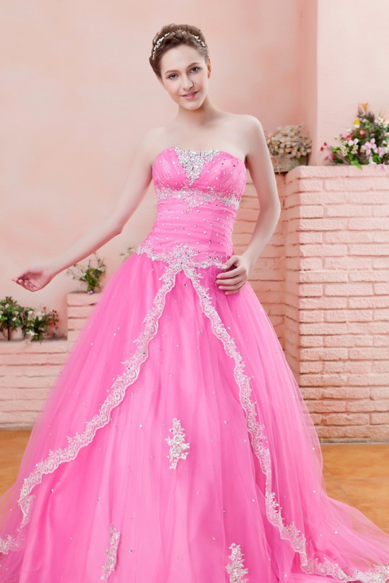 A-Line Strapless Long Pink Prom Evening Party Dresses 02021000 A-Line Strapless Long Pink Prom Evening Party Dresses 02021000