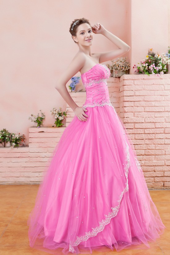 A-Line Strapless Long Pink Prom Evening Party Dresses 02021000 A-Line Strapless Long Pink Prom Evening Party Dresses 02021000