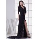 Brush Sweep Train 3/4 Length A-Line Criss Cross Long Black Sequins Prom/Formal Evening Dresses 02020105 Brush Sweep Train 3/4 Length A-Line Criss Cross Long Black Sequins Prom/Formal Evening Dresses 02020105