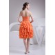 Cascading Ruffles Knee-Length A-Line Chiffon Evening Party Dresses 02021066