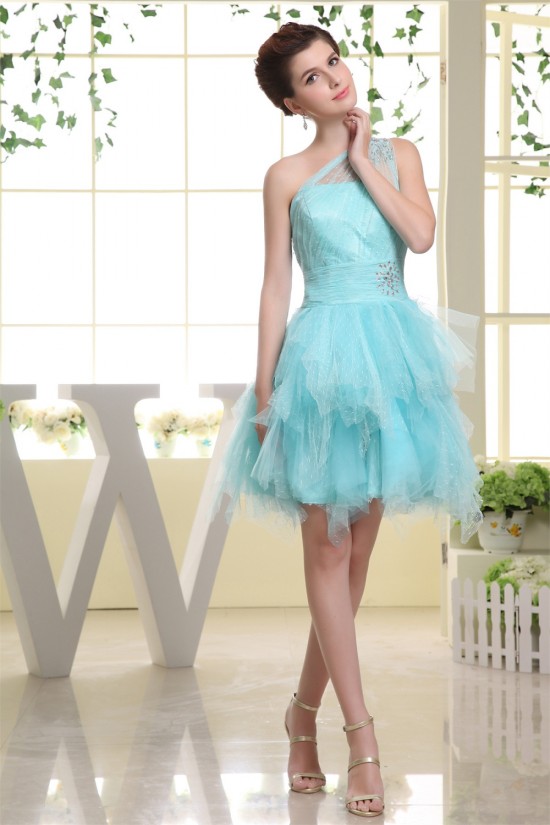 Charming Satin Netting Material One-Shoulder A-Line Homecoming Cocktail Party Dresses 02021068
