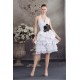 A-Line Halter Short White Homecoming Cocktail Party Bridesmaid Dresses 02021071