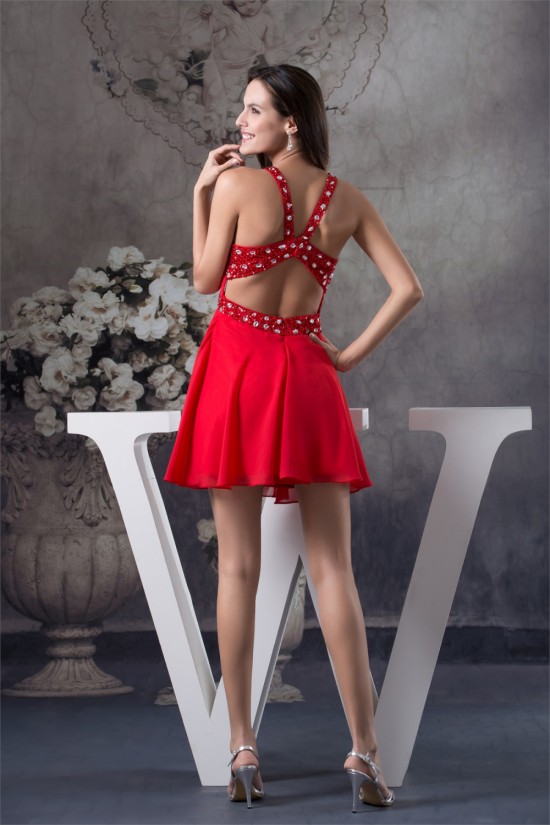 Chiffon Beading Sleeveless Short Red Prom/Formal Evening Dresses 02021074 Chiffon Beading Sleeveless Short Red Prom/Formal Evening Dresses 02021074