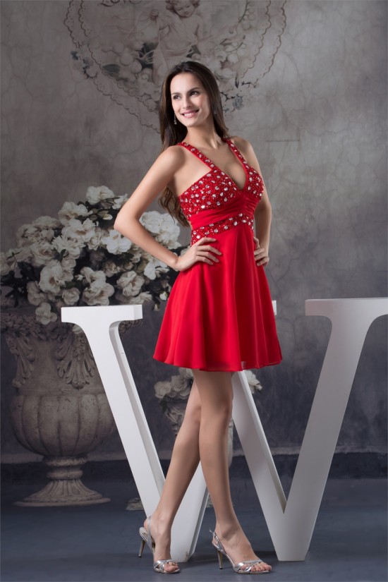 Chiffon Beading Sleeveless Short Red Prom/Formal Evening Dresses 02021074 Chiffon Beading Sleeveless Short Red Prom/Formal Evening Dresses 02021074