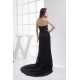 A-Line Brush Sweep Train Long Black Prom/Formal Evening Dresses 02020108