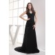 A-Line Brush Sweep Train Long Black Prom/Formal Evening Dresses 02020108