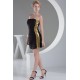 Knee-Length Strapless Satin Sequins Pleats Little Black Dresses 02021092