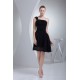 A-Line Short/Mini One-Shoulder Sleeveless Sequins Black Dresses 02021097