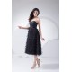 Pleats Taffeta Netting Tea Length Sleeveless Prom/Formal Evening Dresses 02021106