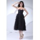 Pleats Taffeta Netting Tea Length Sleeveless Prom/Formal Evening Dresses 02021106