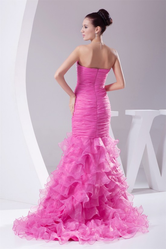 Brush Sweep Train Beading Sleeveless Strapless Long Prom/Formal Evening Dresses 02020111