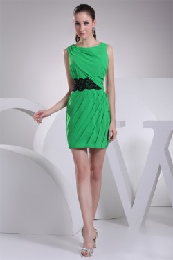 Sheath/Column Lace Scoop Short/Mini Sleeveless Prom/Formal Evening Dresses 02021136