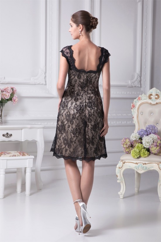 Sheath/Column Lace Sleeveless Straps Knee-Length Prom/Formal Evening Dresses 02021138