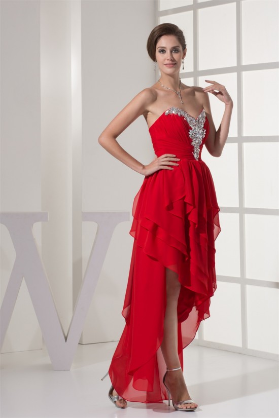 Beading Chiffon Sweetheart Short Red Prom/Formal Evening Dresses 02021204