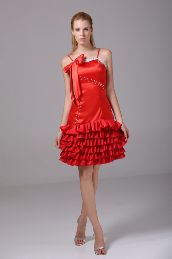 Sleeveless Short/Mini Beading Taffeta Silk like Satin Prom/Formal Evening Dresses 02021225 Sleeveless Short/Mini Beading Taffeta Silk like Satin Prom/Formal Evening Dresses 02021225