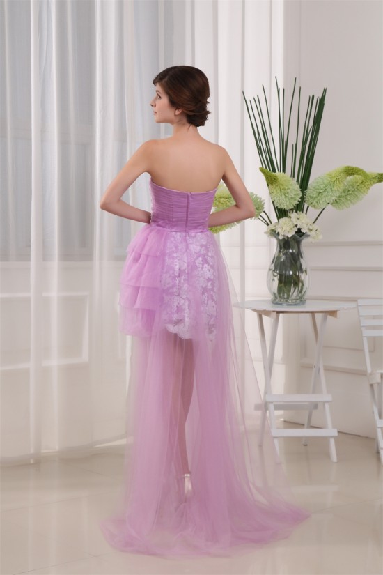 Sweetheart Sheath/Column Lace Silk like Satin Fine Netting Homecoming Dresses 02021259