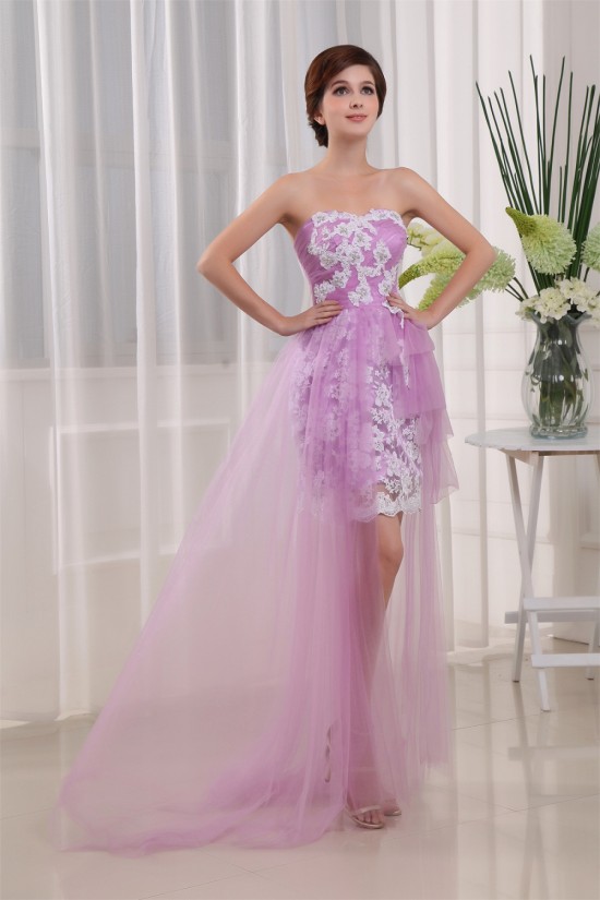 Sweetheart Sheath/Column Lace Silk like Satin Fine Netting Homecoming Dresses 02021259