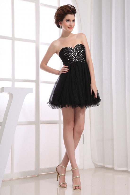 Sweetheart Short/Mini Beading Fine Netting Homecoming Dresses 02021260