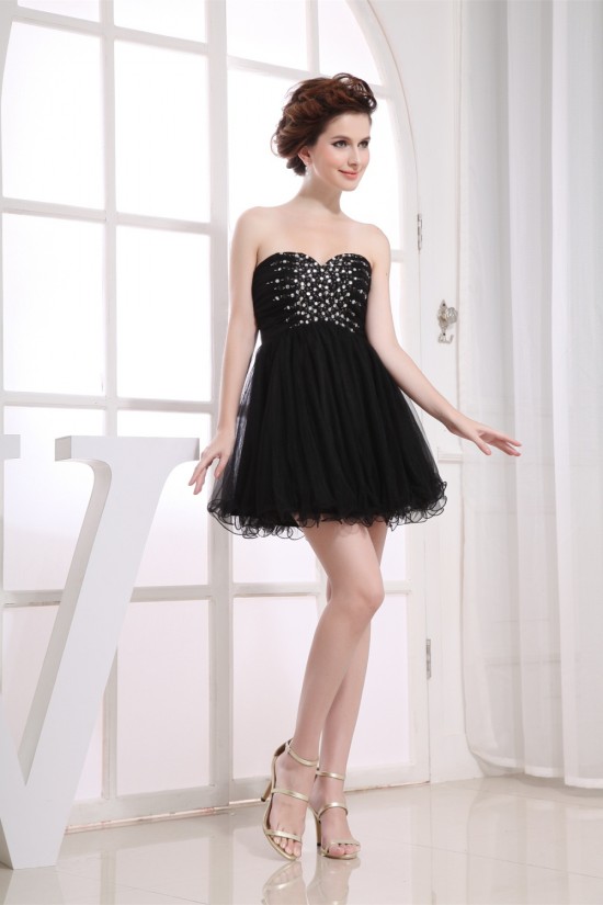 Sweetheart Short/Mini Beading Fine Netting Homecoming Dresses 02021260