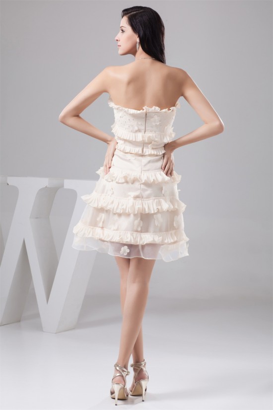 A-Line Sleeveless Knee-Length Taffeta Organza Silk like Satin Prom/Formal Evening Dresses 02021281