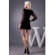 Amazing Long Sleeves Fine Netting Beading Bateau Little Black Dresses 02021283