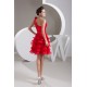 A-Line Pleats One-Shoulder Sleeveless Short/Mini Red Prom/Formal Evening Bridesmaid Dresses 02021338